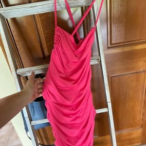 Hot pink strappy back dress